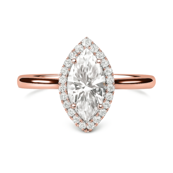Marquise Diamond Single Halo Ring