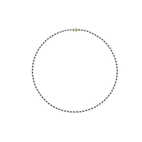 7ct Round Blue Sapphire and Diamond Tennis Necklace 3 Prong