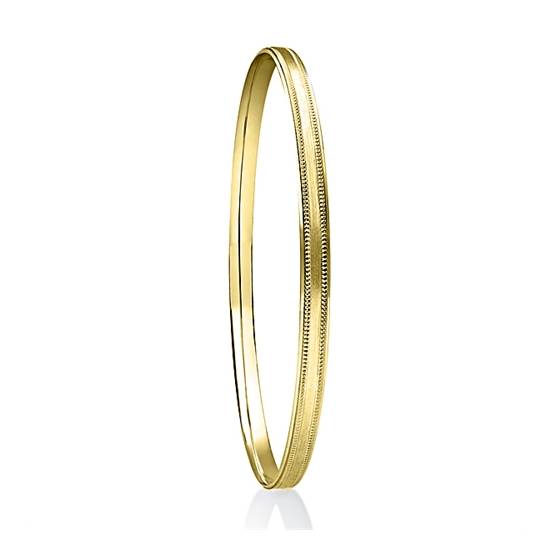 4mm Solid Gold Patterned Bangle