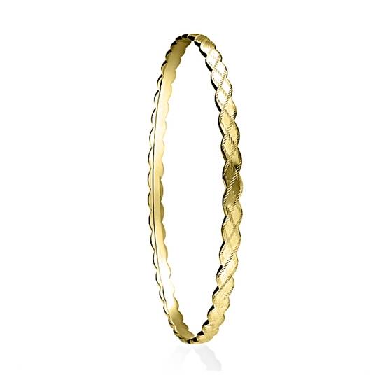 4mm Solid Gold Patterned Bangle