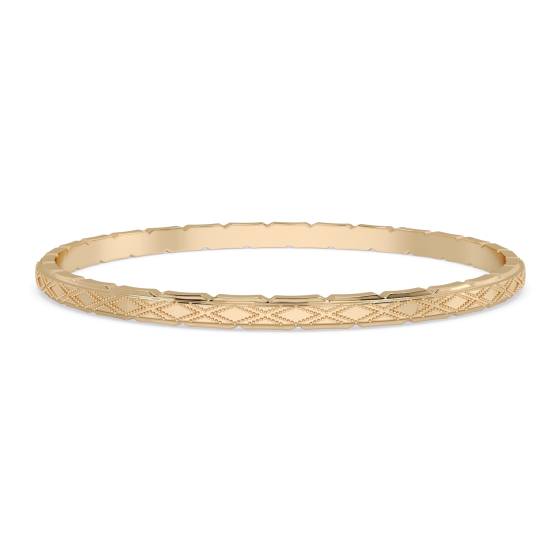 4mm Solid Gold Patterned Bangle