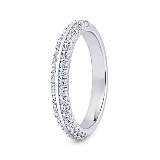 Double Row Round Brilliant Cut Knife Edge Half Eternity Ring