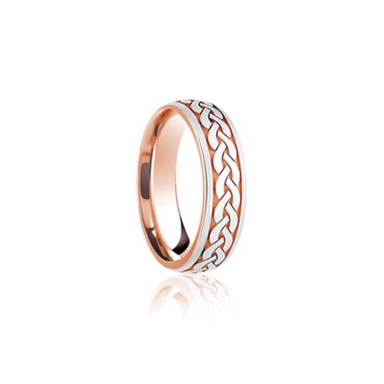 6mm Two Tone Patterned Wedding Ring