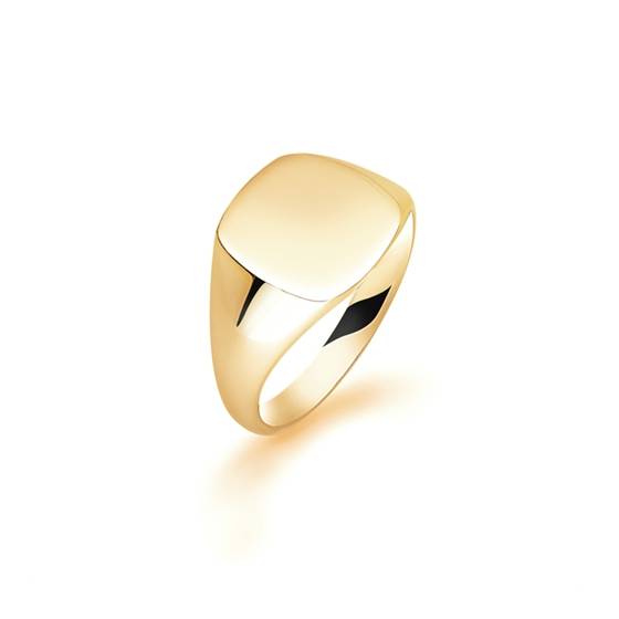 Mens Cushion Shaped Signet Ring in 9k Yellow Gold