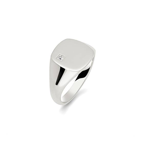 Round Diamond Gents Cushion Signet Ring