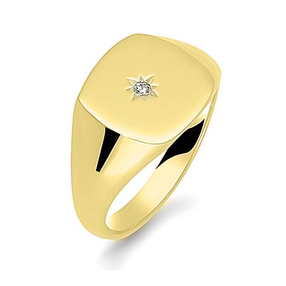 Round Diamond Gents Cushion Signet Ring
