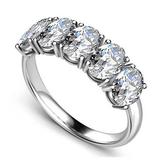 0.50ct VS2/F Oval Natural Diamond 5 Stone Ring