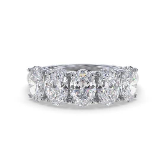 5 Stone Oval Diamond Half Eternity Ring