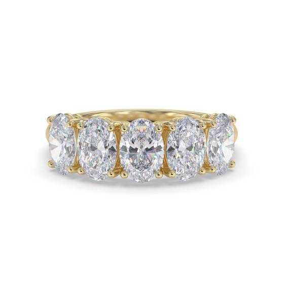 5 Stone Oval Diamond Half Eternity Ring