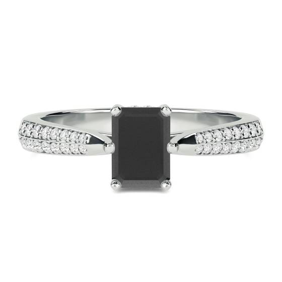 Black Diamond Shoulder Set Ring