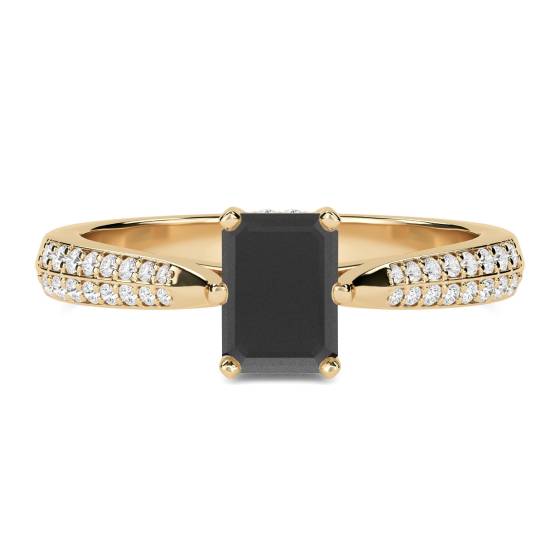 Black Diamond Shoulder Set Ring