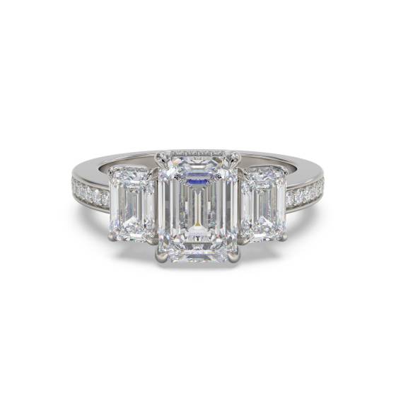 Emerald Diamond Trilogy Engagement Ring