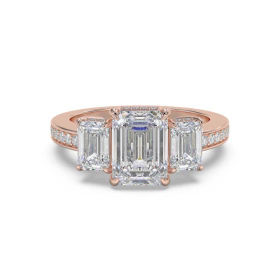 Emerald Diamond Trilogy Engagement Ring