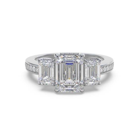 Emerald Diamond Trilogy Engagement Ring