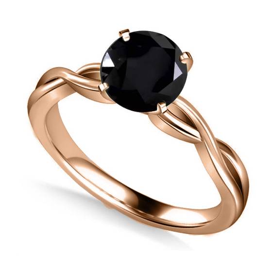 Round Black Diamond Solitaire Ring