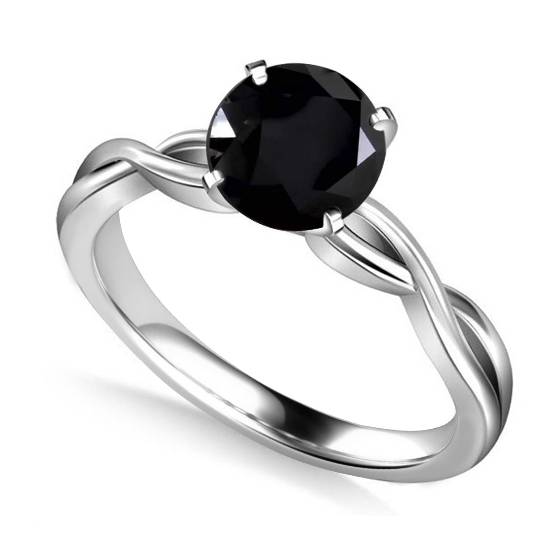 Round Black Diamond Solitaire Ring