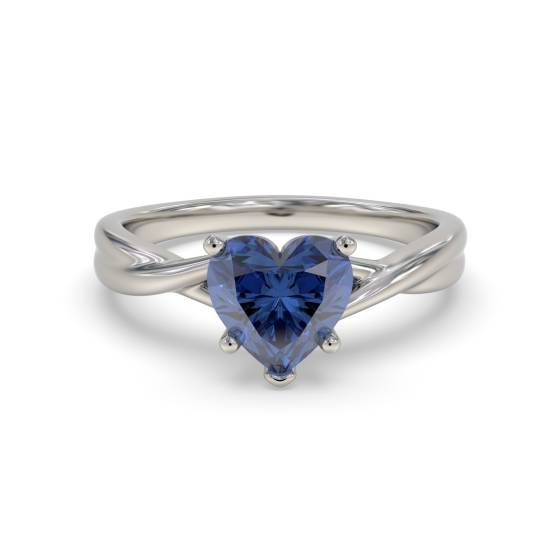 Fancy Blue Heart Sapphire Diamond Solitaire Ring
