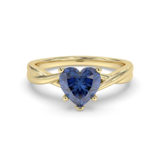 Fancy Blue Heart Sapphire Diamond Solitaire Ring