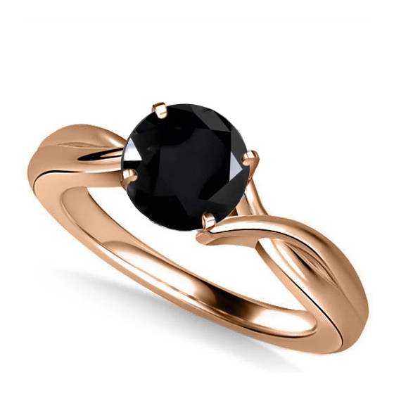 Round Black Diamond Solitaire Ring