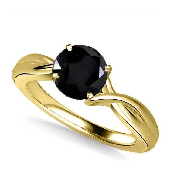 Round Black Diamond Solitaire Ring