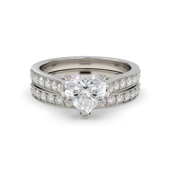 Heart Shoulder Set Ring With Matching Band