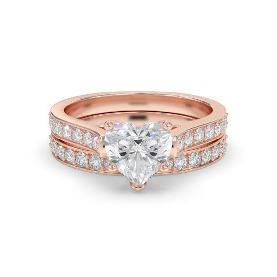 Heart Shoulder Set Ring With Matching Band