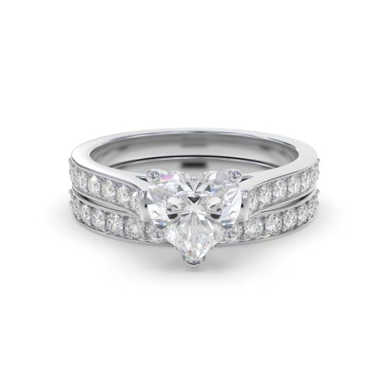 Heart Shoulder Set Ring With Matching Band