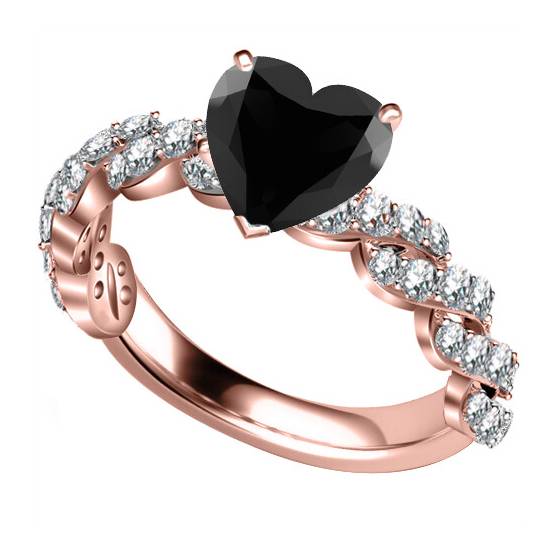 Black Diamond Shoulder Set Ring