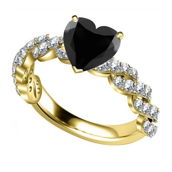 Black Diamond Shoulder Set Ring