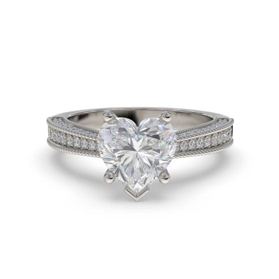 Heart and Round Diamond Vintage Ring