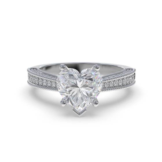 Heart and Round Diamond Vintage Ring