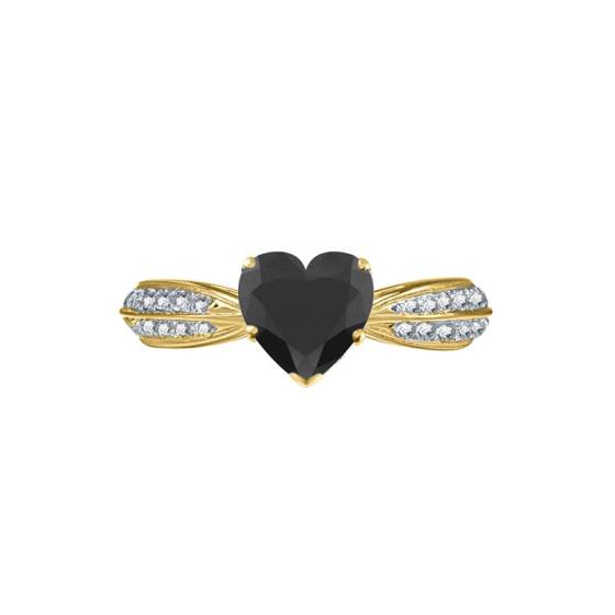 Heart Black Diamond Wishbone Ring