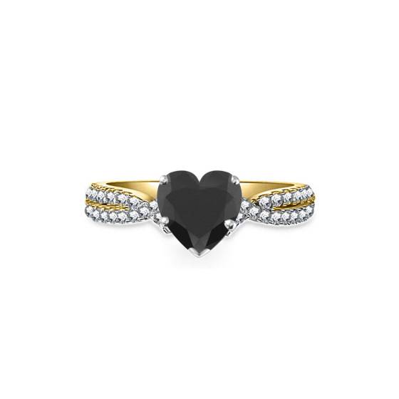 Heart Black Diamond Double Shoulder Set Ring