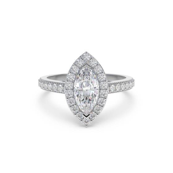 Marquise Diamond Single Halo Shoulder Set Ring