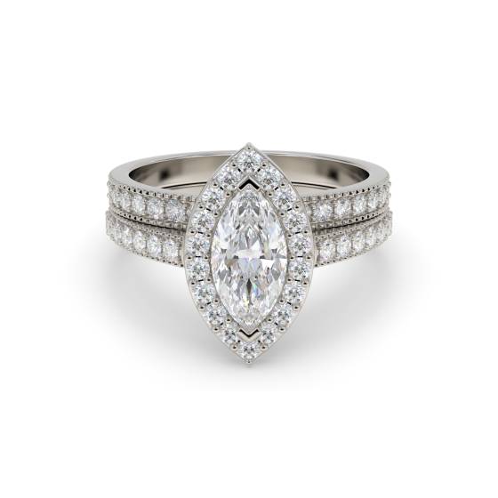Marquise Shoulder Set Ring With Matching Band