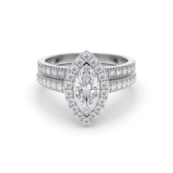 Marquise Shoulder Set Ring With Matching Band