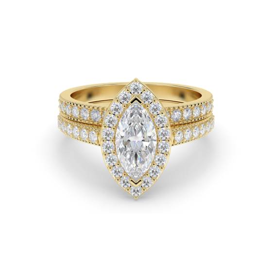 Marquise Shoulder Set Ring With Matching Band