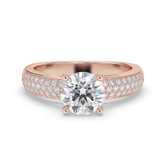 Three Row Round Diamond Vintage Ring