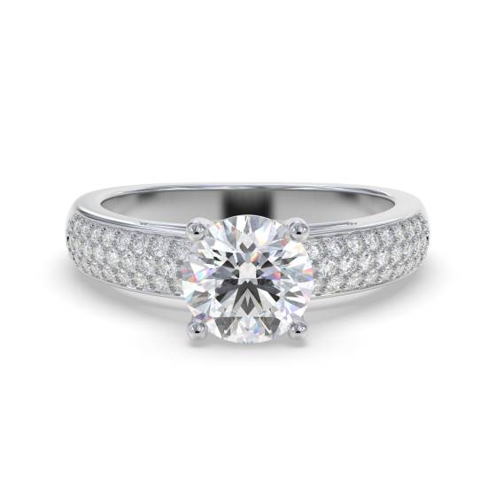 Three Row Round Diamond Vintage Ring