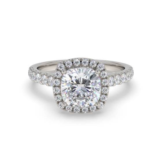 Cushion Diamond Single Halo Shoulder Set Ring