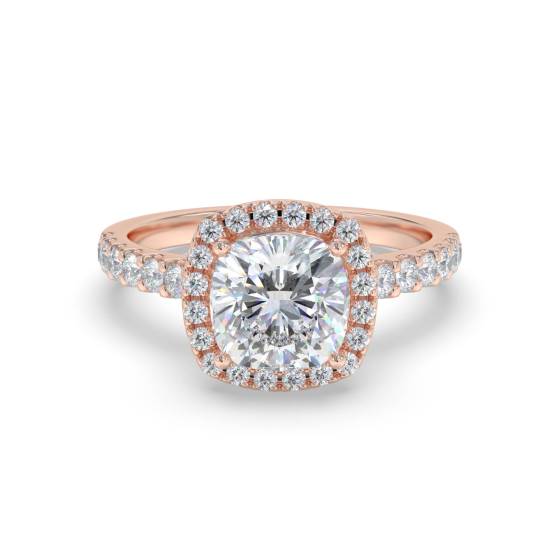 Cushion Diamond Single Halo Shoulder Set Ring
