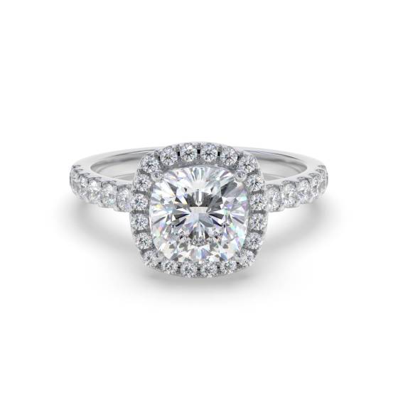 Cushion Diamond Single Halo Shoulder Set Ring