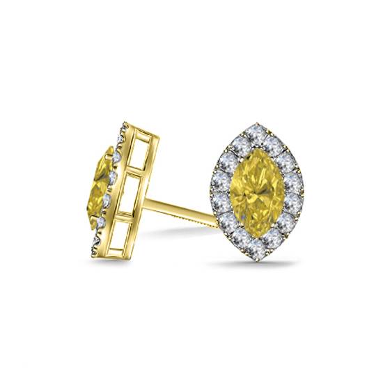 Fancy Yellow Marquise Diamond Halo Earrings