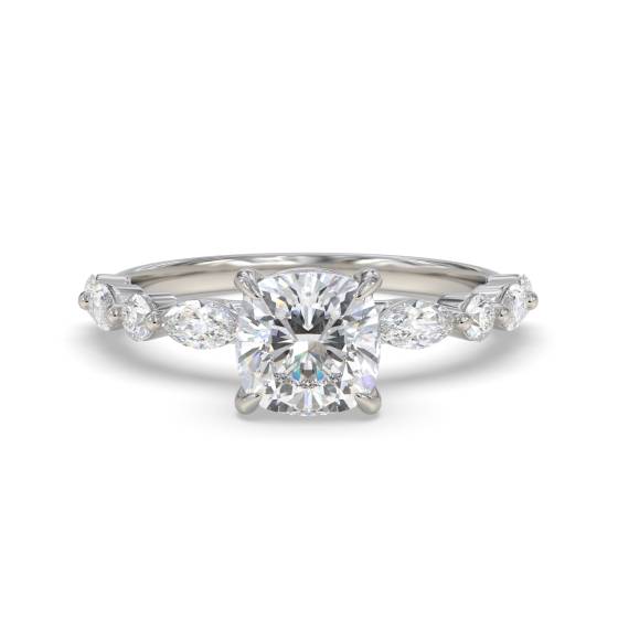 Cushion Diamond Shoulder Set Ring