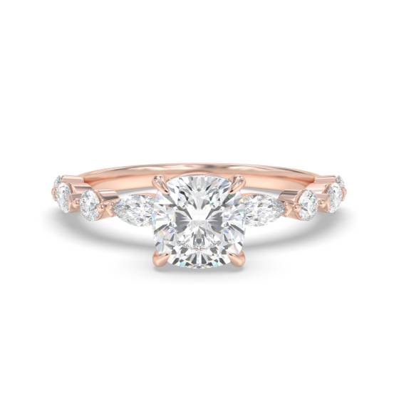 Cushion Diamond Shoulder Set Ring