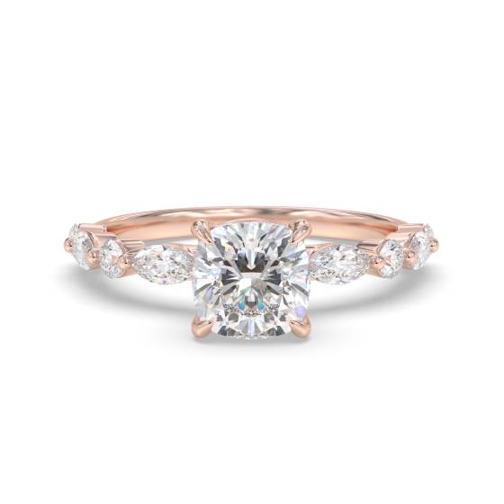 Cushion Diamond Shoulder Set Ring