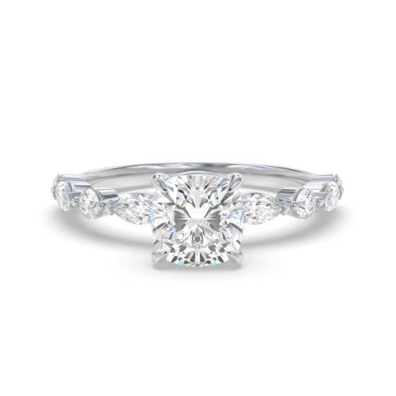 Cushion Diamond Shoulder Set Ring