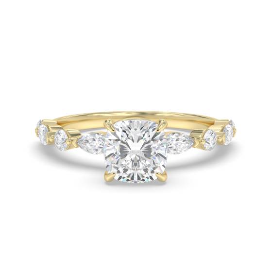 Cushion Diamond Shoulder Set Ring