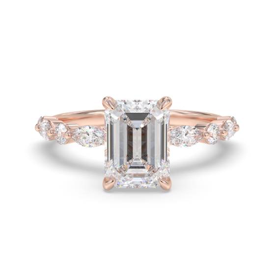 Emerald Diamond Shoulder Set Ring