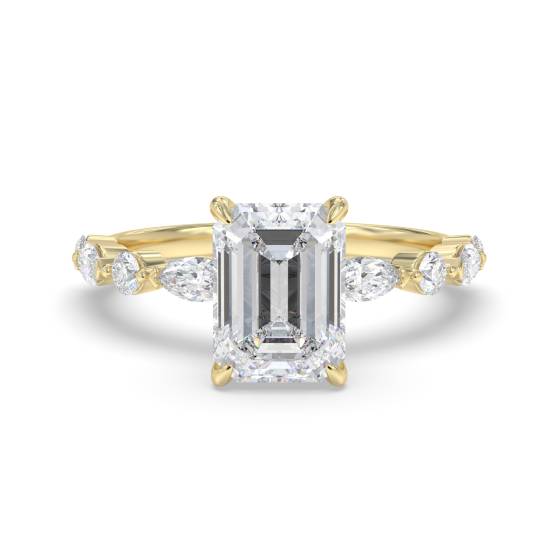 Emerald Diamond Shoulder Set Ring
